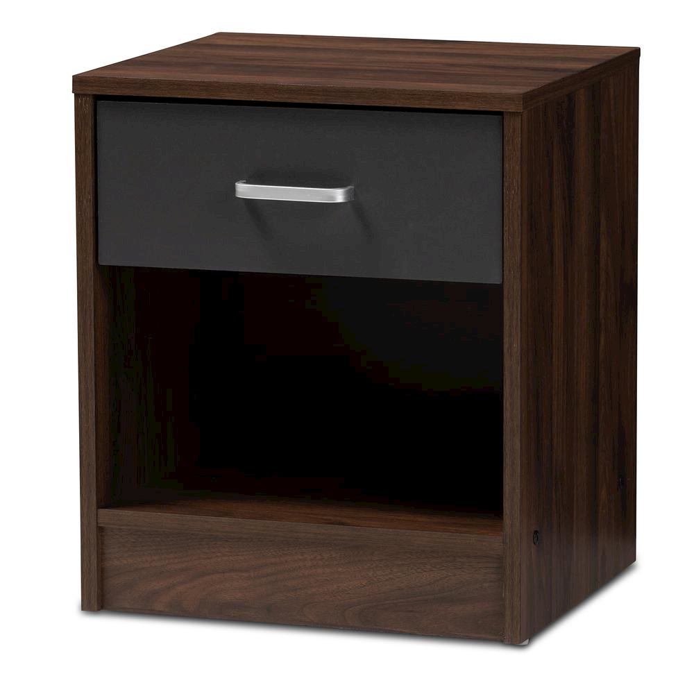 1-Drawer Dark Brown and Dark Grey Finished Nightstand. Picture 10