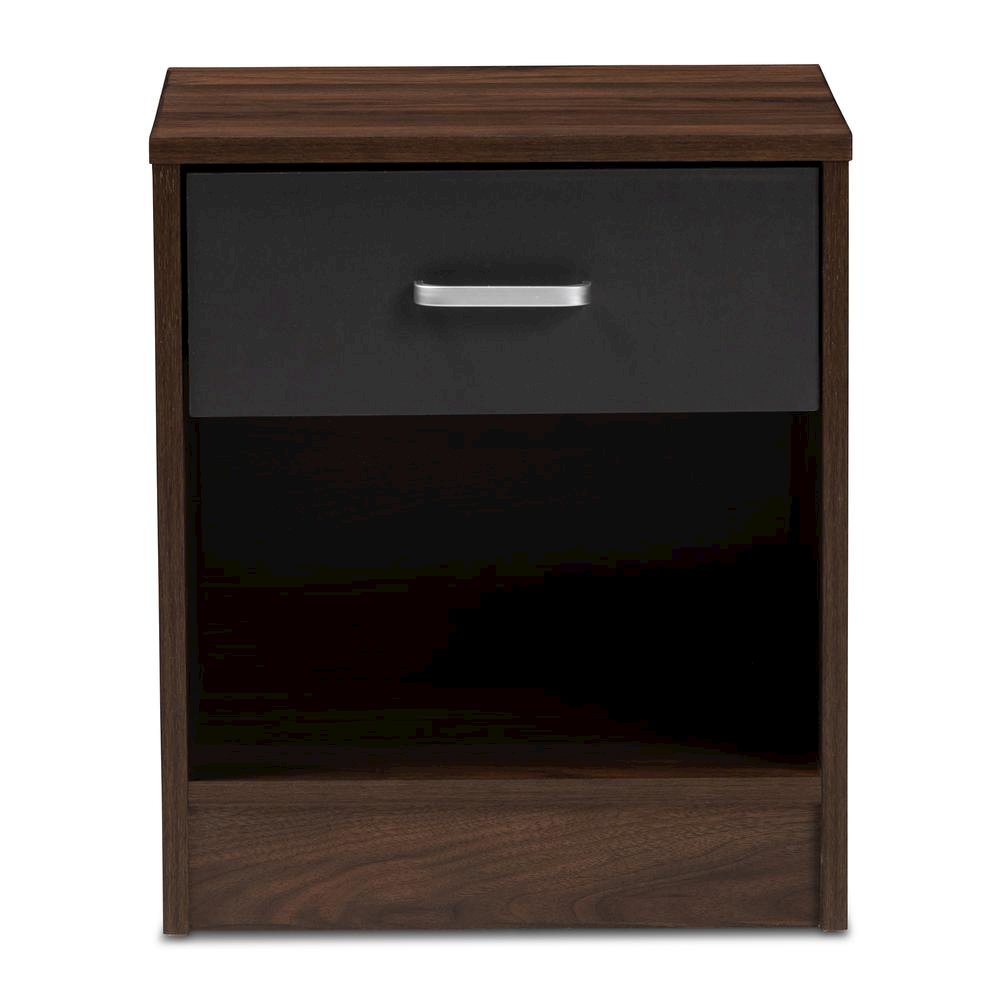 1-Drawer Dark Brown and Dark Grey Finished Nightstand. Picture 12