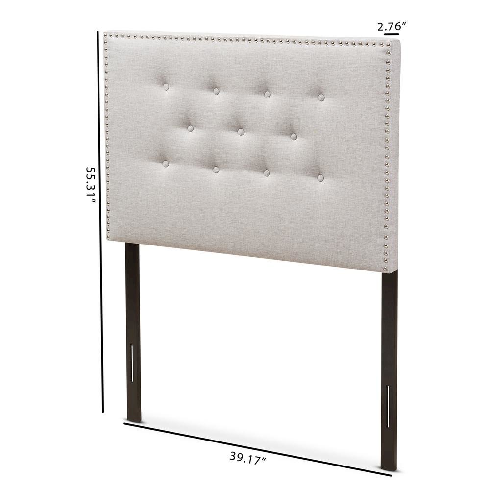 Greyish Beige Fabric Upholstered Twin Size Headboard. Picture 12