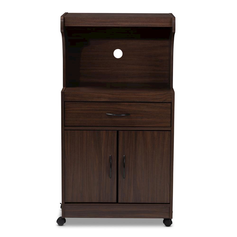 Tannis Modern and Contemporary Dark Walnut Finished Kitchen Cabinet. Picture 12
