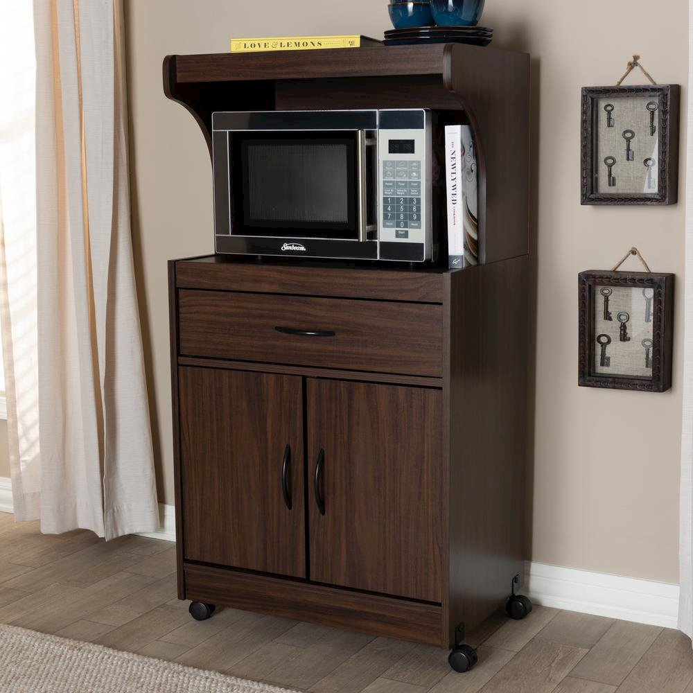 Tannis Modern and Contemporary Dark Walnut Finished Kitchen Cabinet. Picture 16
