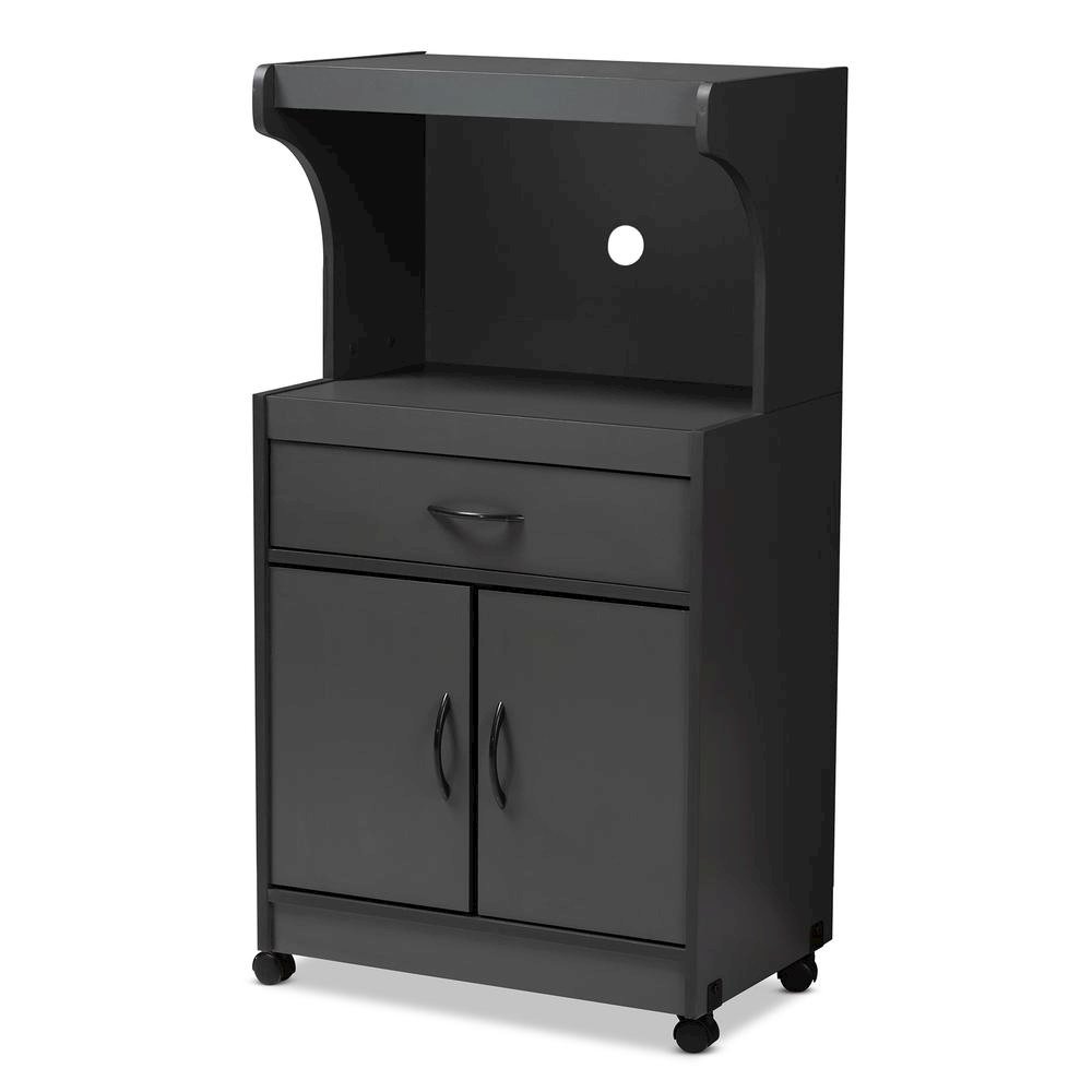 Baxton Studio Tannis Modern and Contemporary Dark Grey Finished Kitchen Cabinet. Picture 11