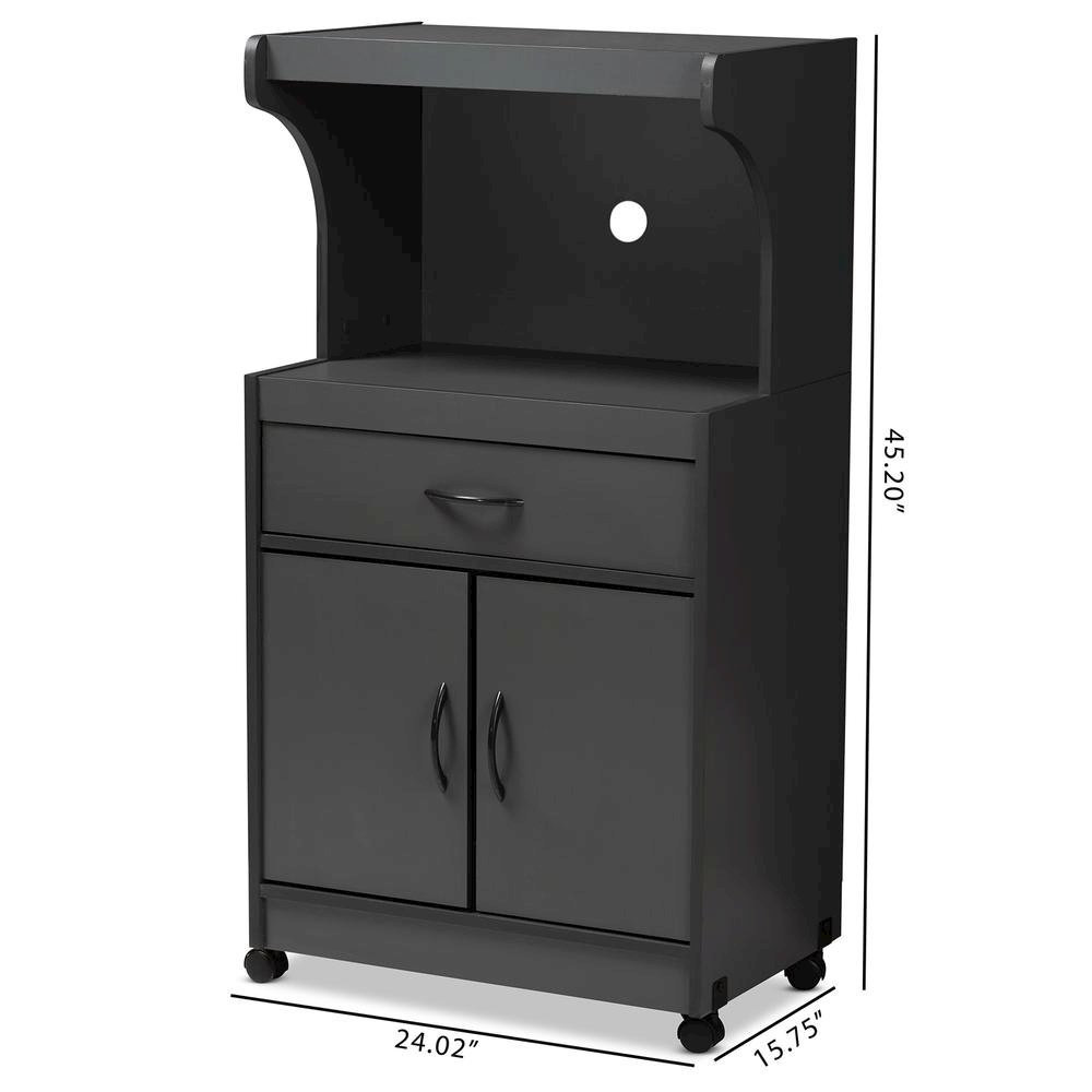 Baxton Studio Tannis Modern and Contemporary Dark Grey Finished Kitchen Cabinet. Picture 20