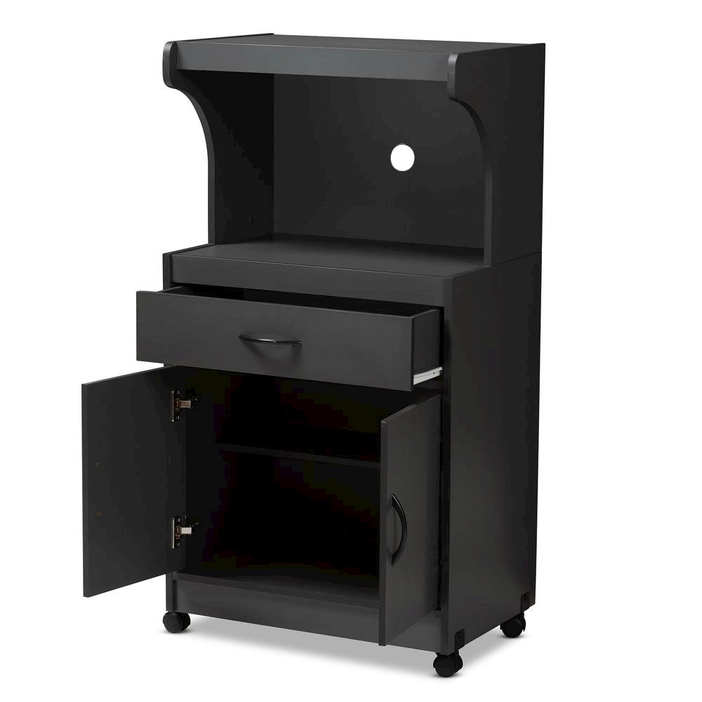 Baxton Studio Tannis Modern and Contemporary Dark Grey Finished Kitchen Cabinet. Picture 12