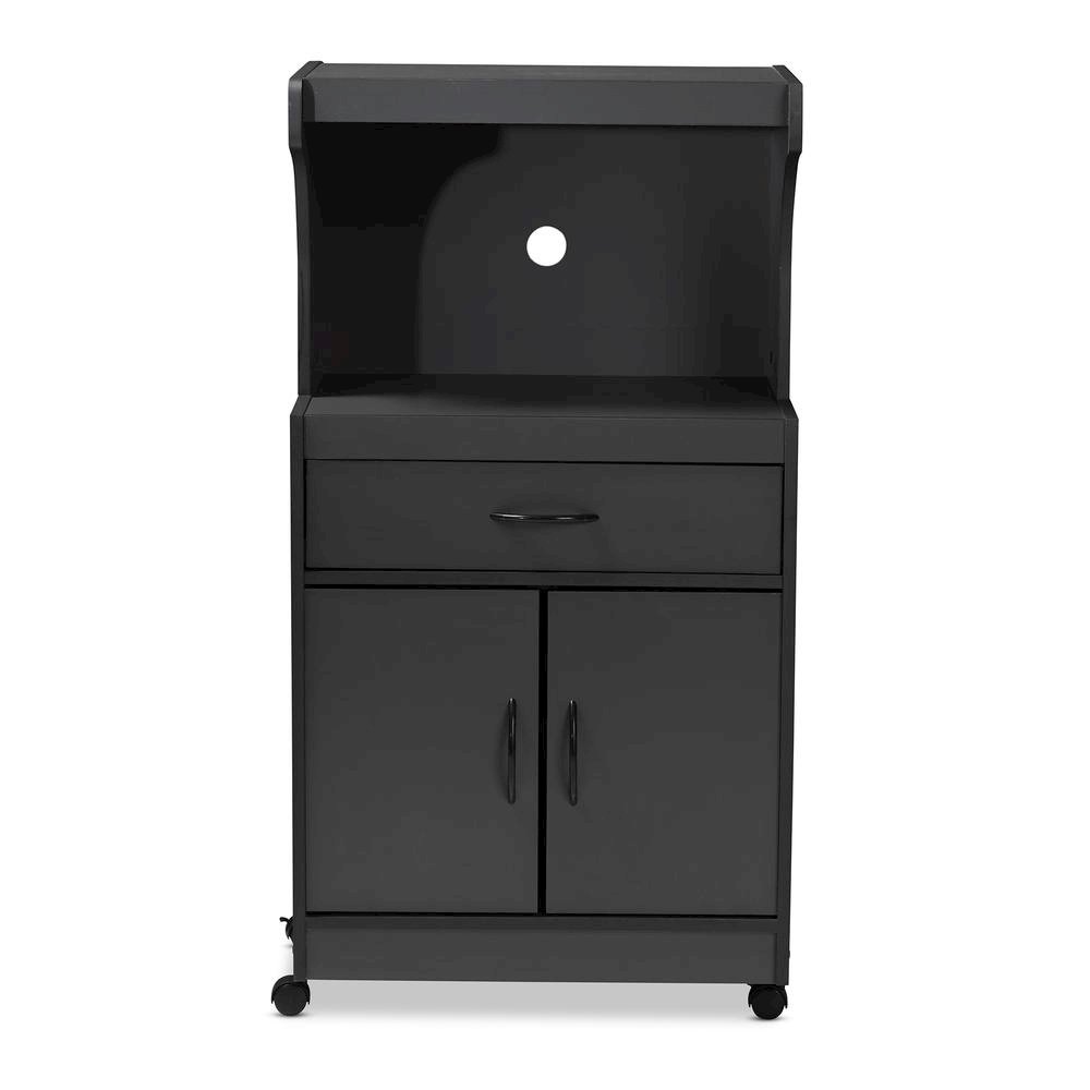 Baxton Studio Tannis Modern and Contemporary Dark Grey Finished Kitchen Cabinet. Picture 13