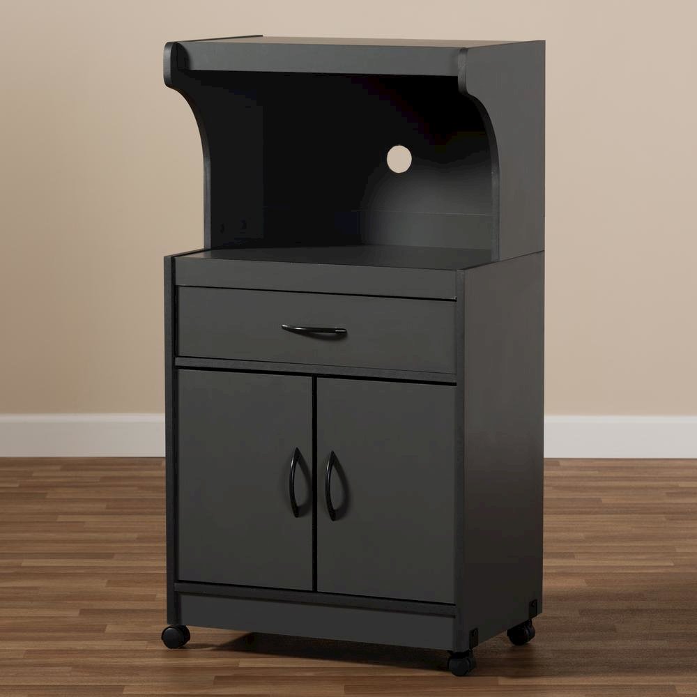 Baxton Studio Tannis Modern and Contemporary Dark Grey Finished Kitchen Cabinet. Picture 19