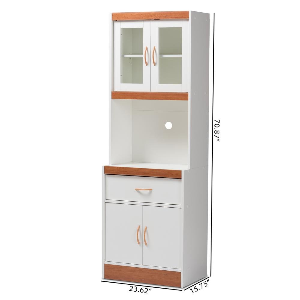 White and Cherry Finished Kitchen Cabinet and Hutch. Picture 18