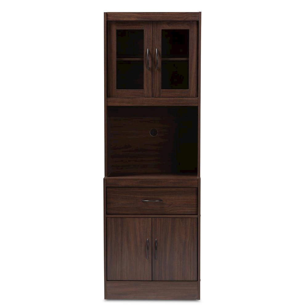 Laurana Modern and Contemporary Dark Walnut Finished Kitchen Cabinet and Hutch. Picture 12