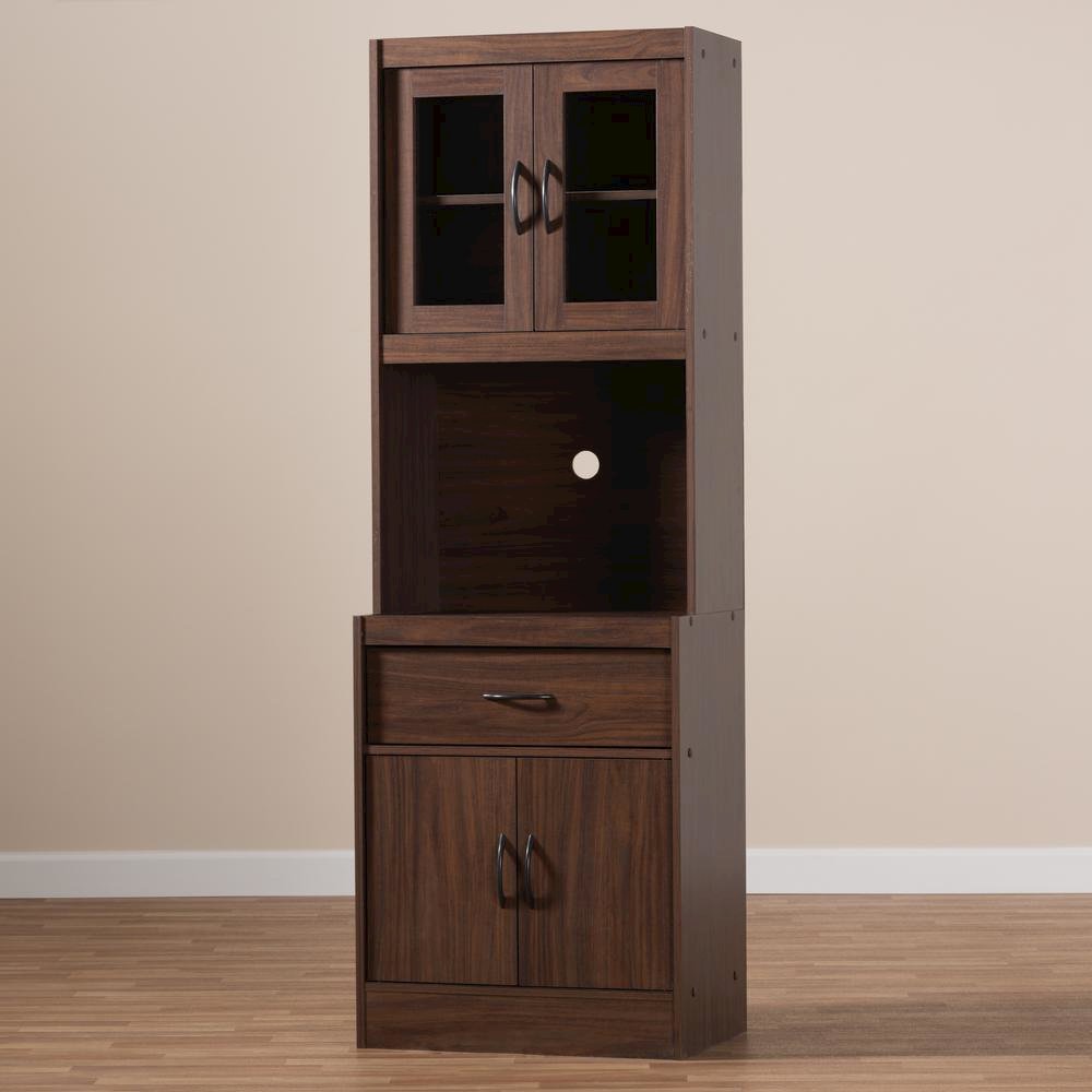 Laurana Modern and Contemporary Dark Walnut Finished Kitchen Cabinet and Hutch. Picture 17
