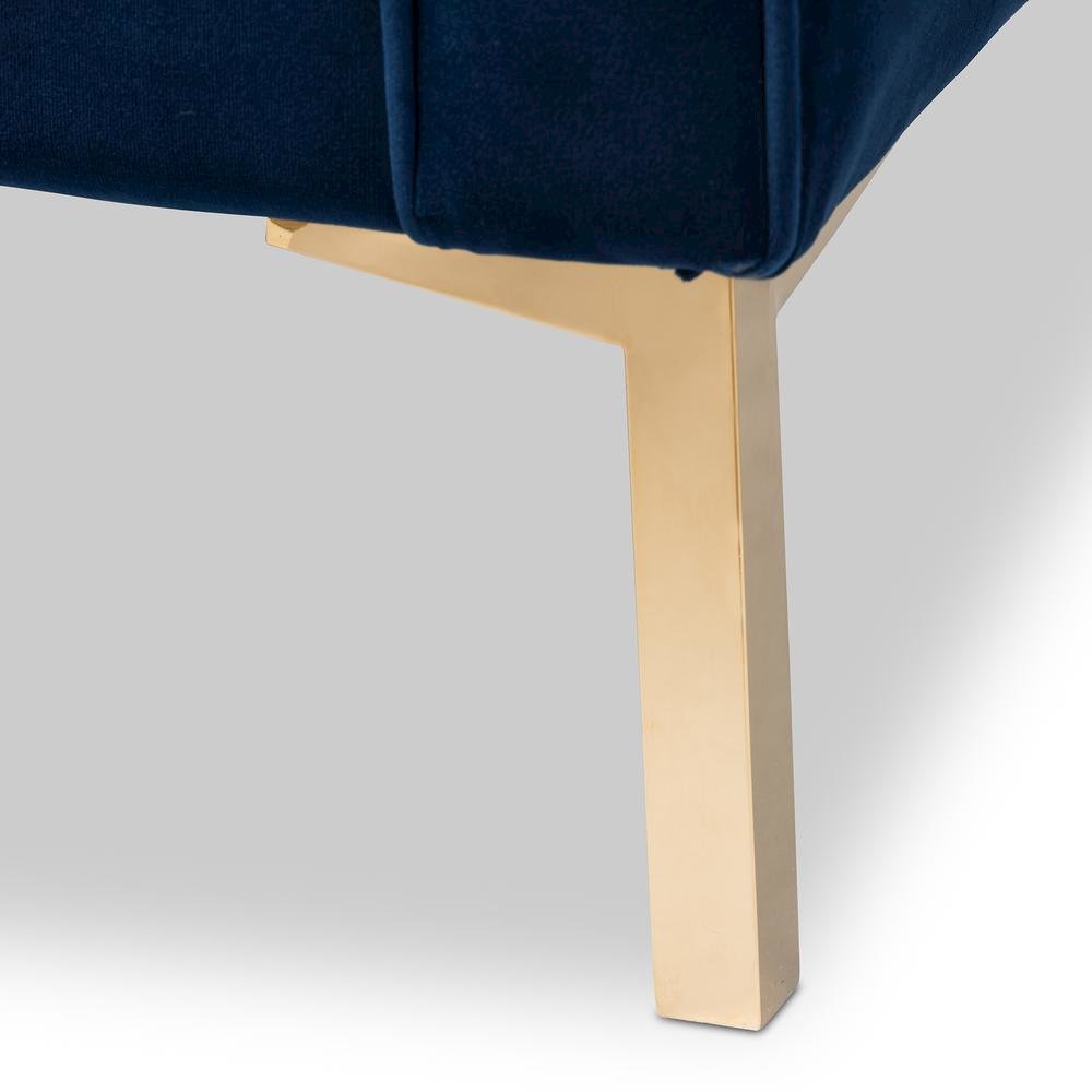 Zanetta Luxe and Glamour Navy Velvet Upholstered Gold Finished Lounge Chair. Picture 13