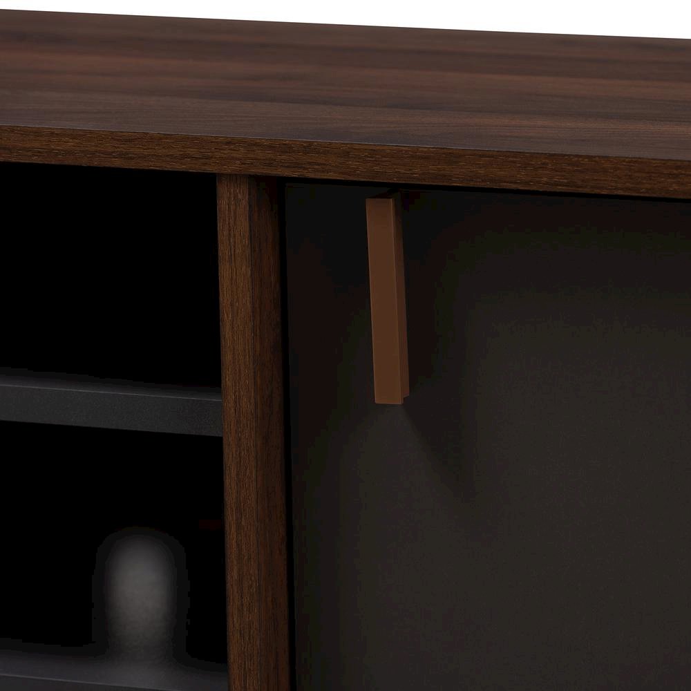 Baxton Studio Samuel Mid-Century Modern Brown and Dark Grey Finished TV Stand. Picture 14