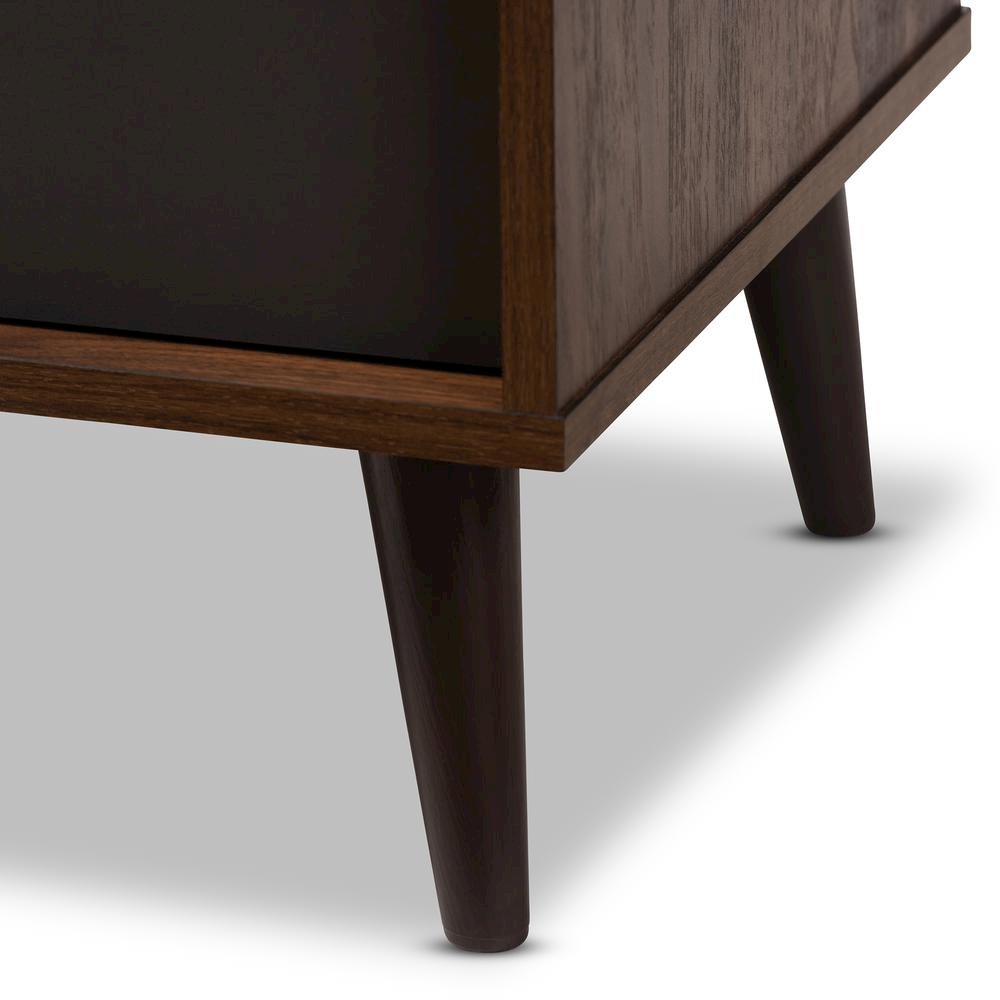 Baxton Studio Samuel Mid-Century Modern Brown and Dark Grey Finished TV Stand. Picture 15