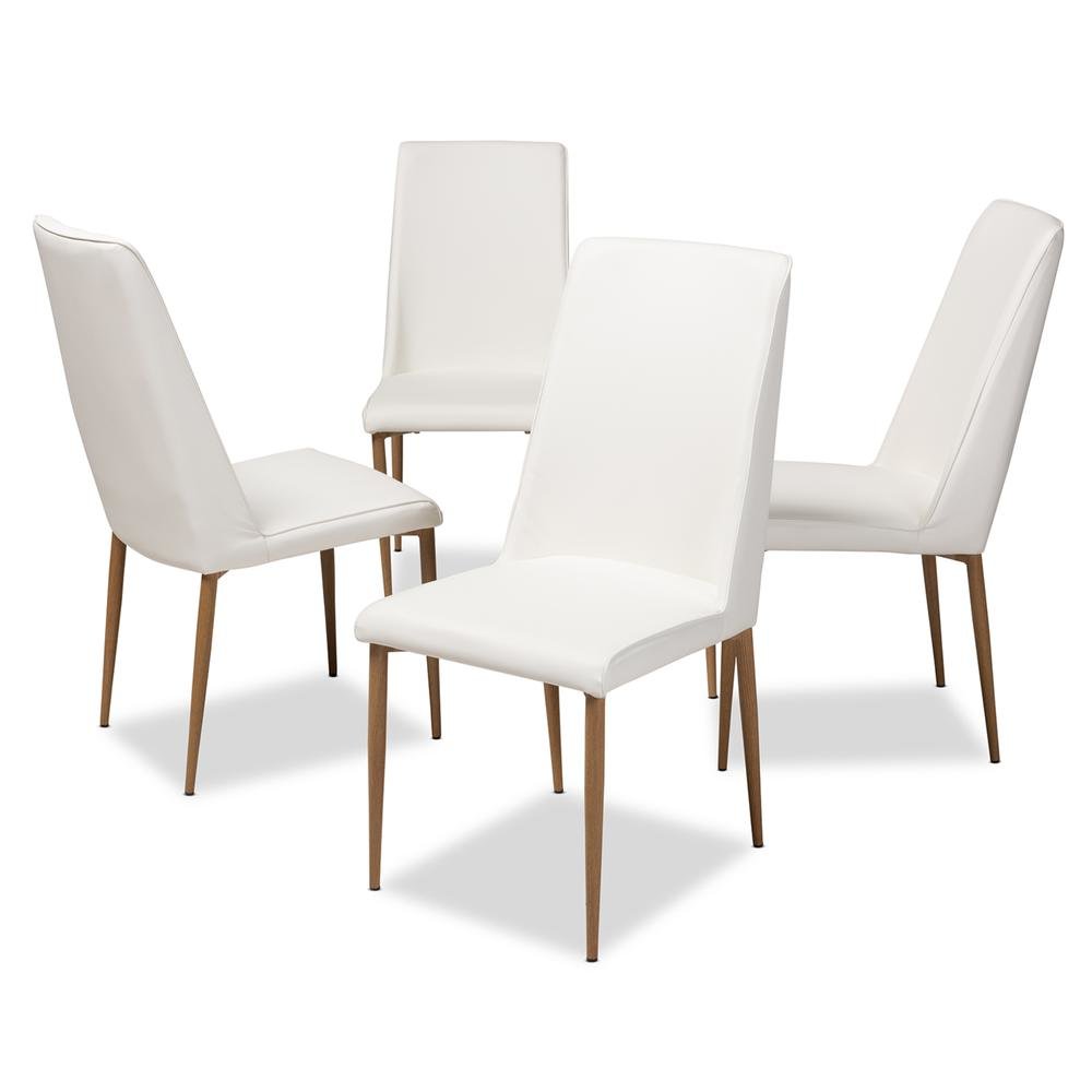White Faux Leather Upholstered Dining Chair (Set of 4). Picture 6