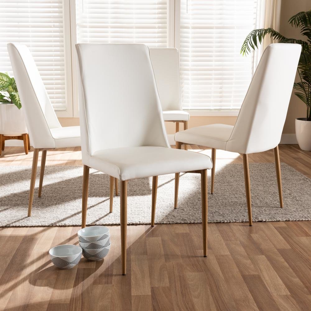 White Faux Leather Upholstered Dining Chair (Set of 4). Picture 8