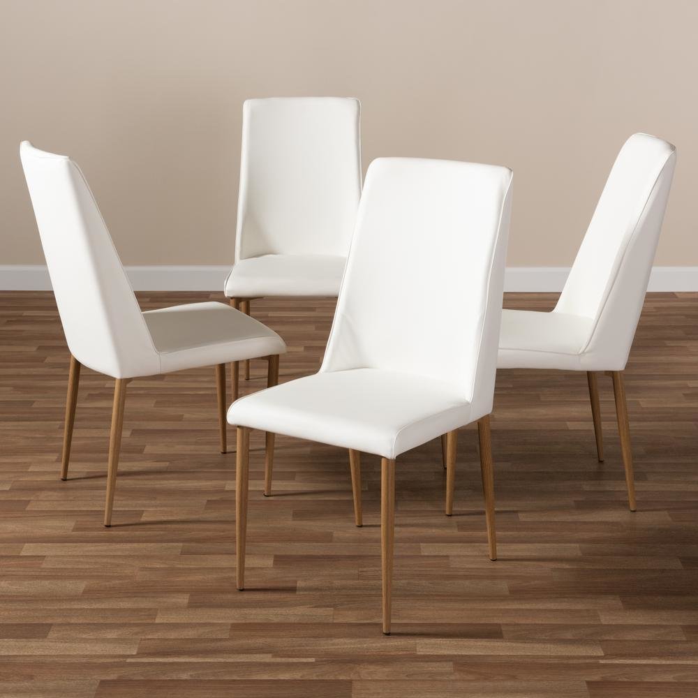 White Faux Leather Upholstered Dining Chair (Set of 4). Picture 9