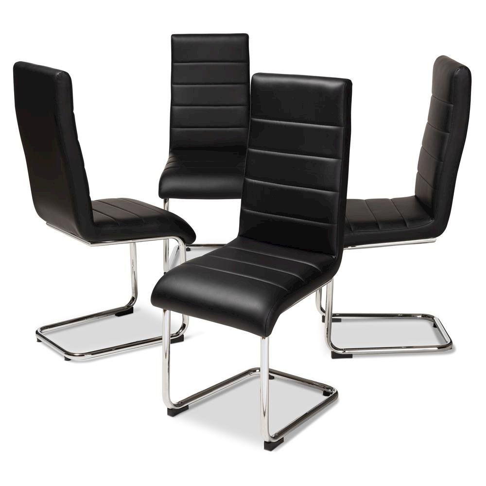 Black Faux Leather Upholstered Dining Chair (Set of 4). Picture 6