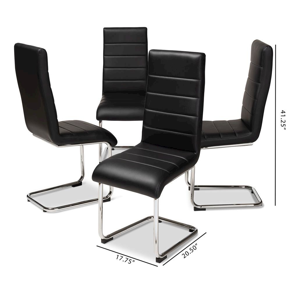 Black Faux Leather Upholstered Dining Chair (Set of 4). Picture 10