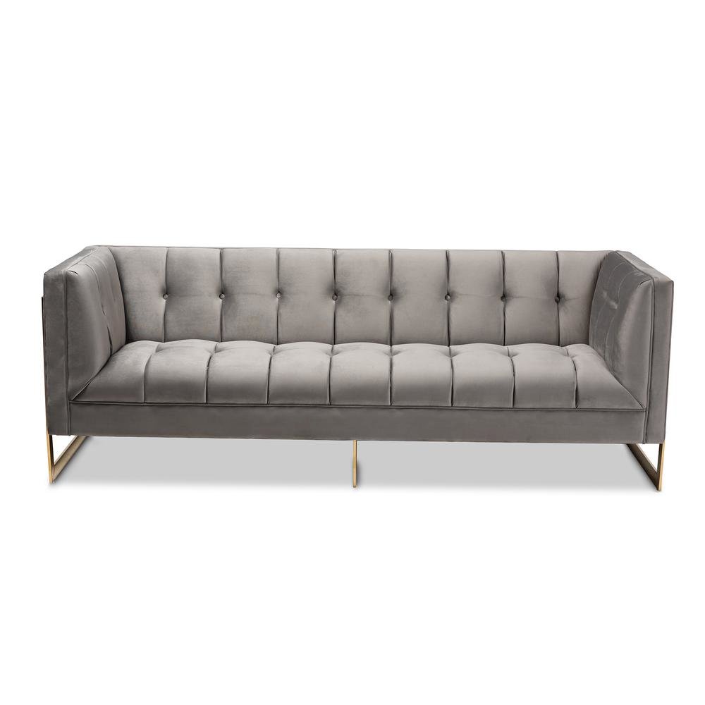 Button Tufted Sofa with Gold-Tone Frame. Picture 12