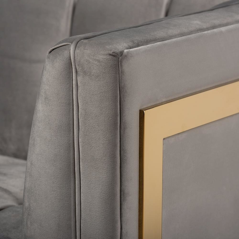 Button Tufted Sofa with Gold-Tone Frame. Picture 16
