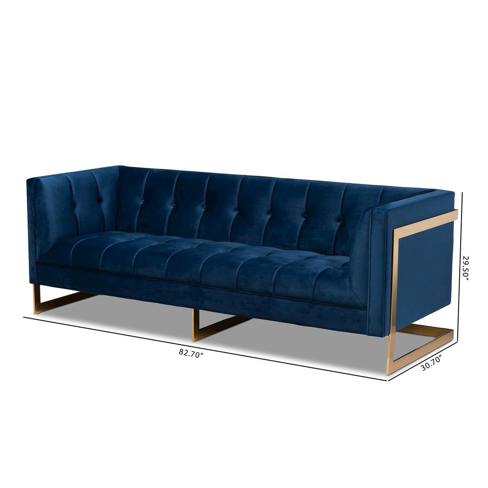 Button Tufted Gold Sofa with Gold-Tone Frame. Picture 20