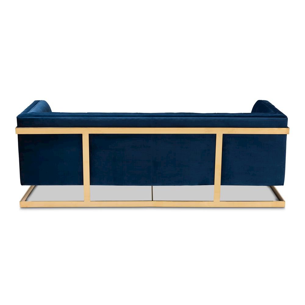 Button Tufted Gold Sofa with Gold-Tone Frame. Picture 14
