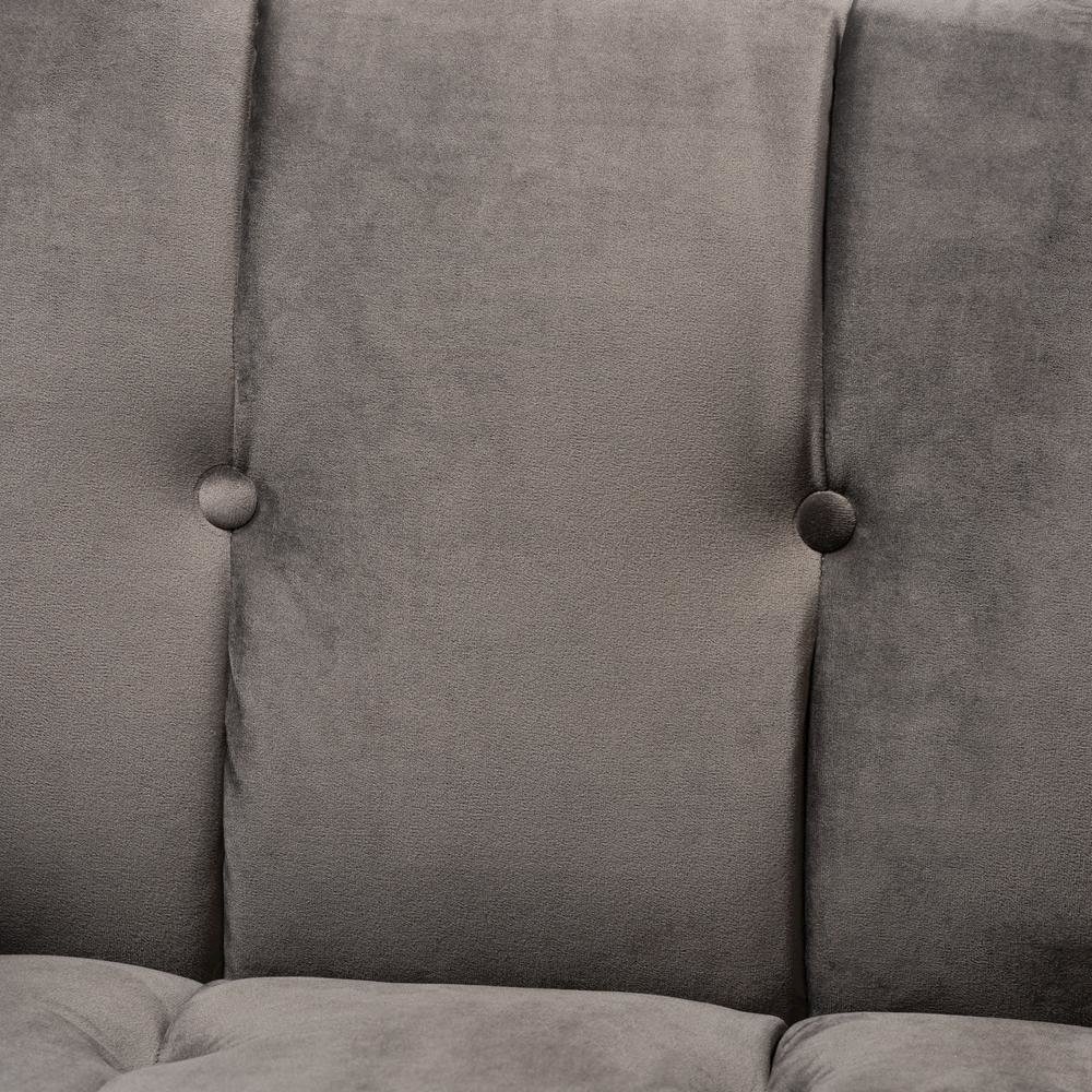 Button Tufted Armchair with Gold-Tone Frame. Picture 15