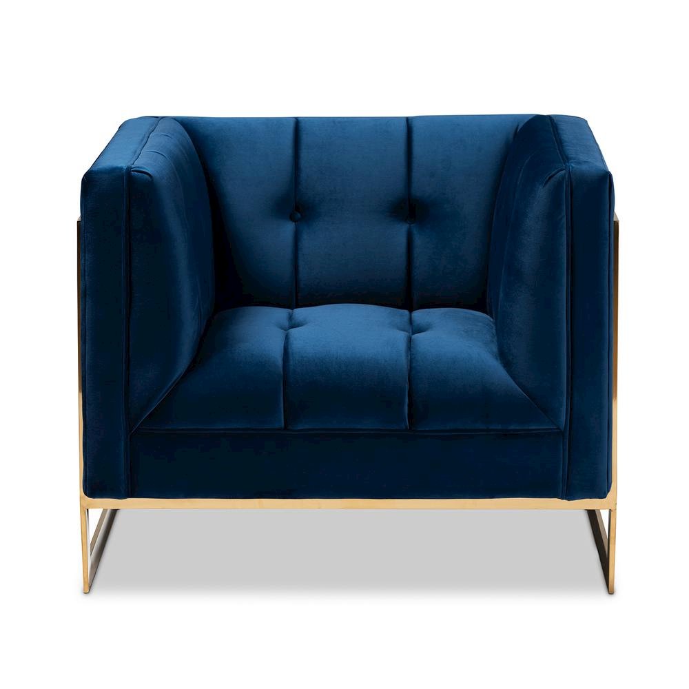 Button Tufted Armchair with Gold-Tone Frame. Picture 12