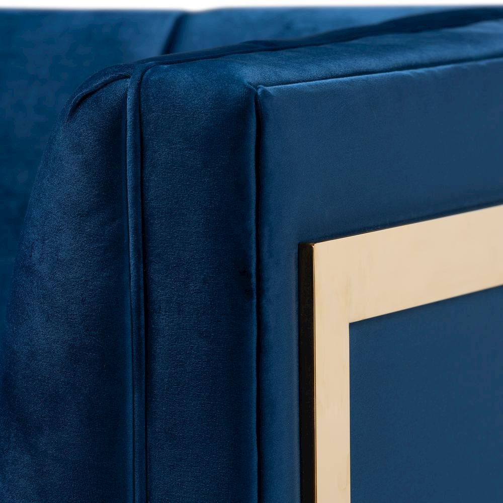 Button Tufted Armchair with Gold-Tone Frame. Picture 16