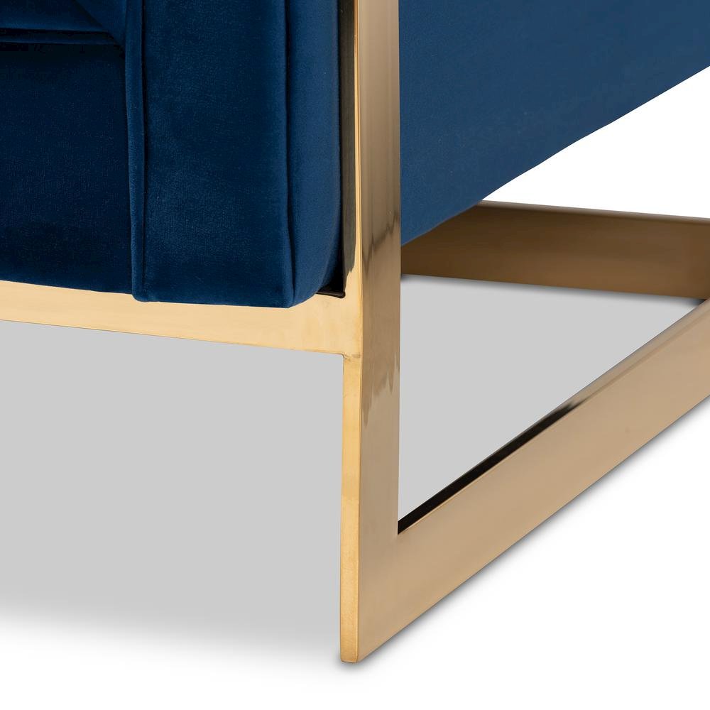 Button Tufted Armchair with Gold-Tone Frame. Picture 17