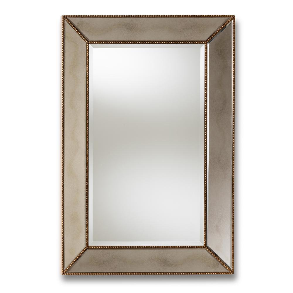 Antique Gold Finished Rectangular Accent Wall Mirror. Picture 7