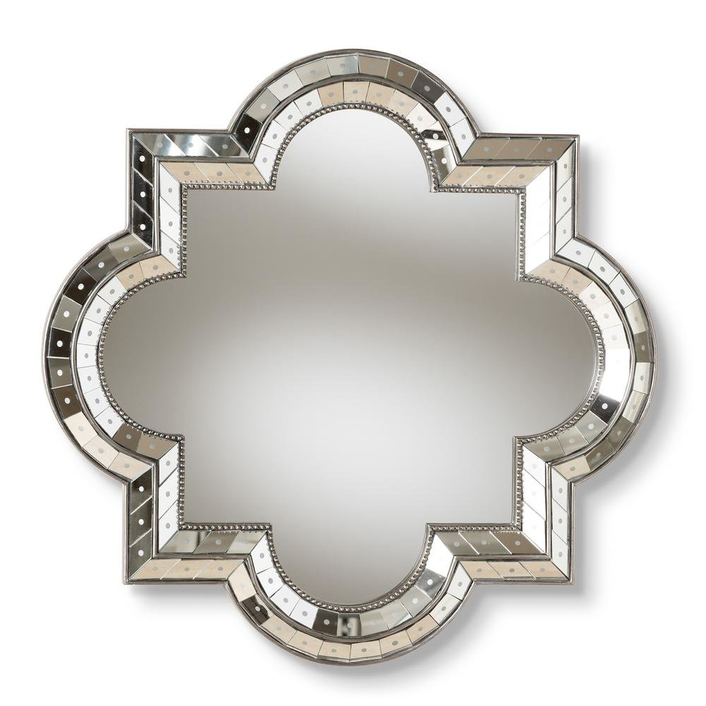 Catia Art Deco Antique Silver Finished Quatrefoil Accent Wall Mirror. Picture 7