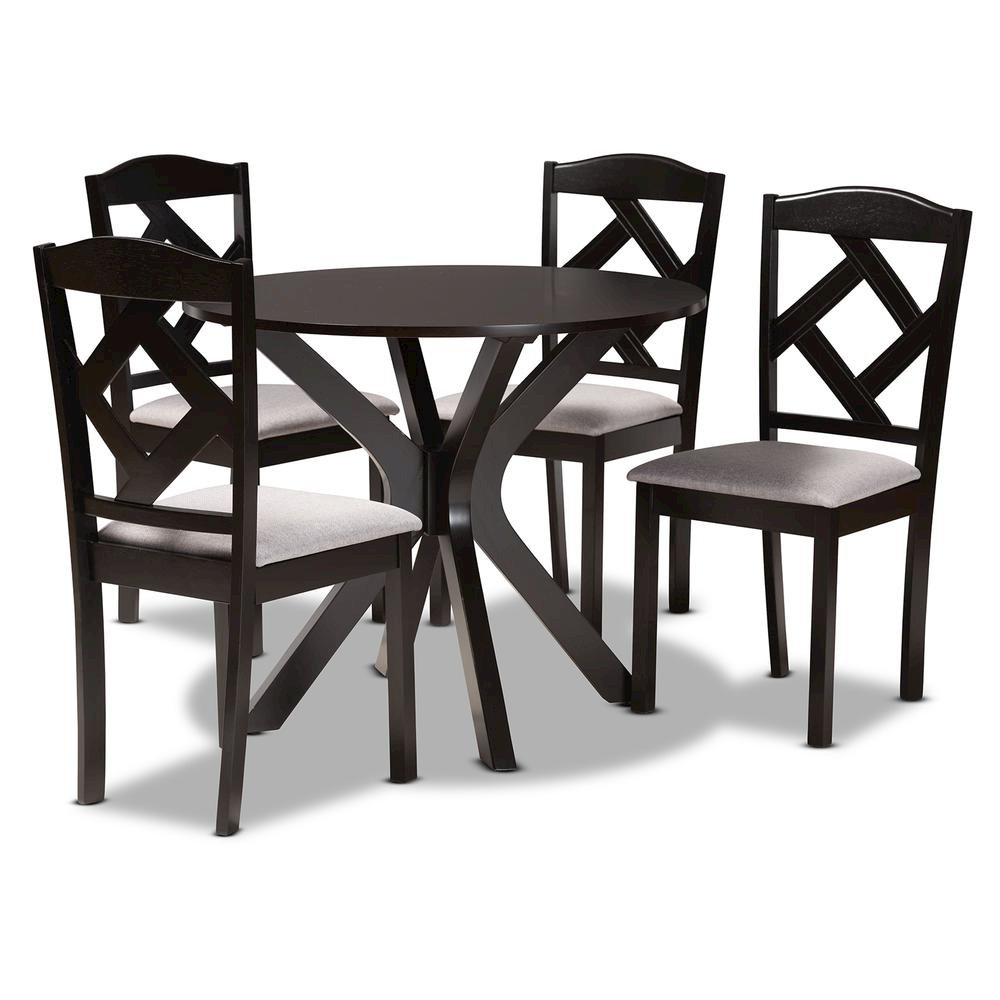 Dark Brown Finished Wood 5-Piece Dining Set. Picture 11