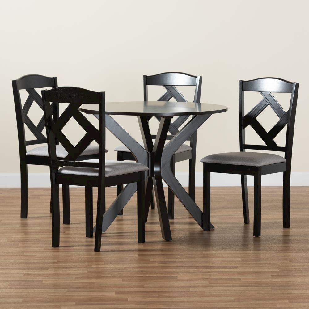 Dark Brown Finished Wood 5-Piece Dining Set. Picture 19
