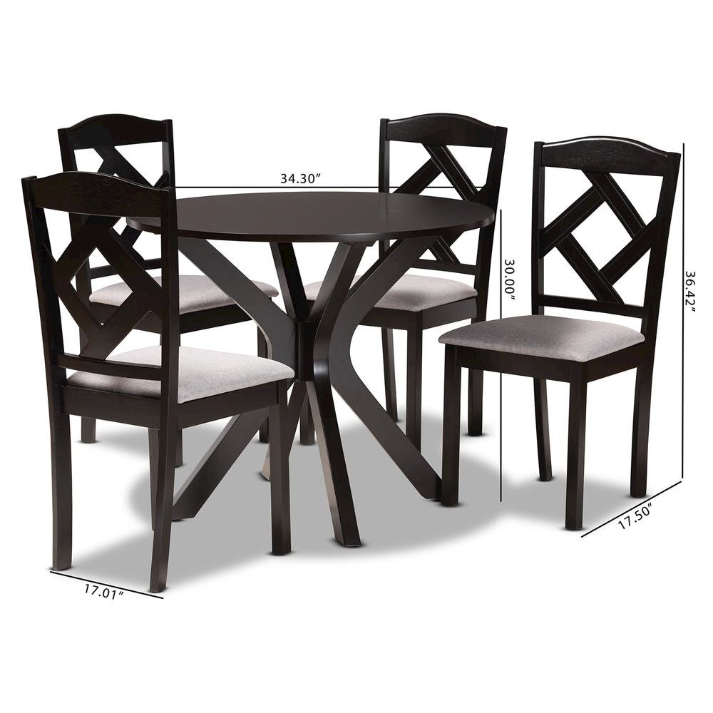 Dark Brown Finished Wood 5-Piece Dining Set. Picture 20