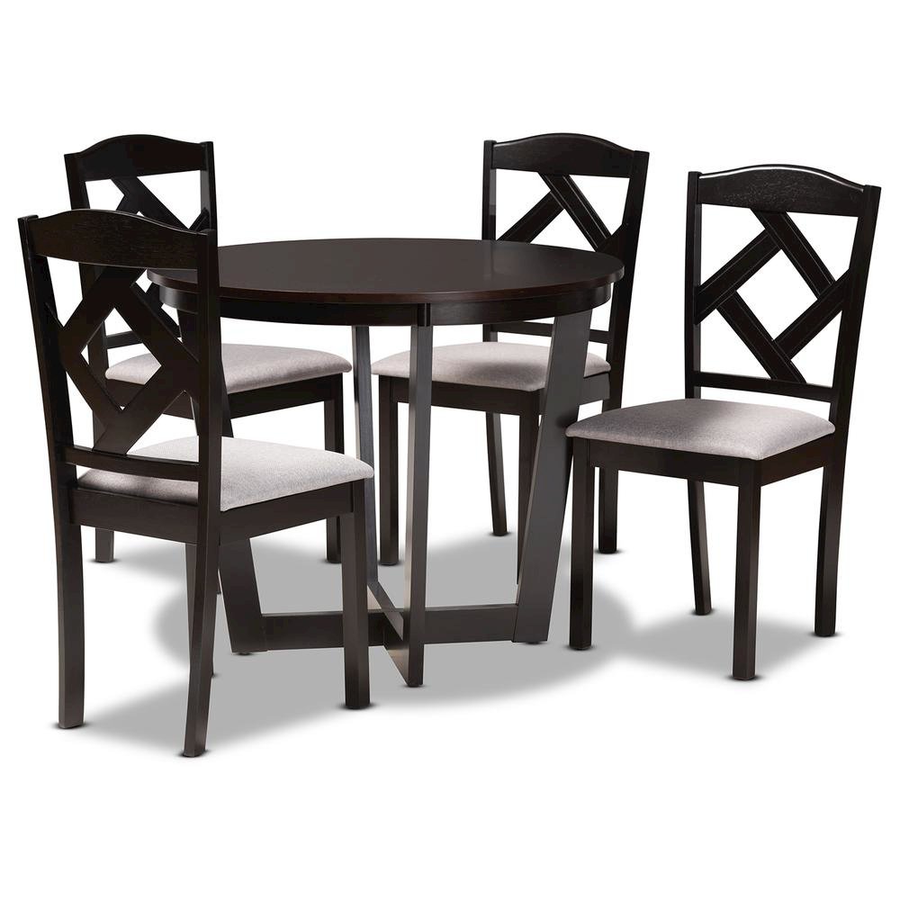 Dark Brown Finished Wood 5-Piece Dining Set. Picture 11