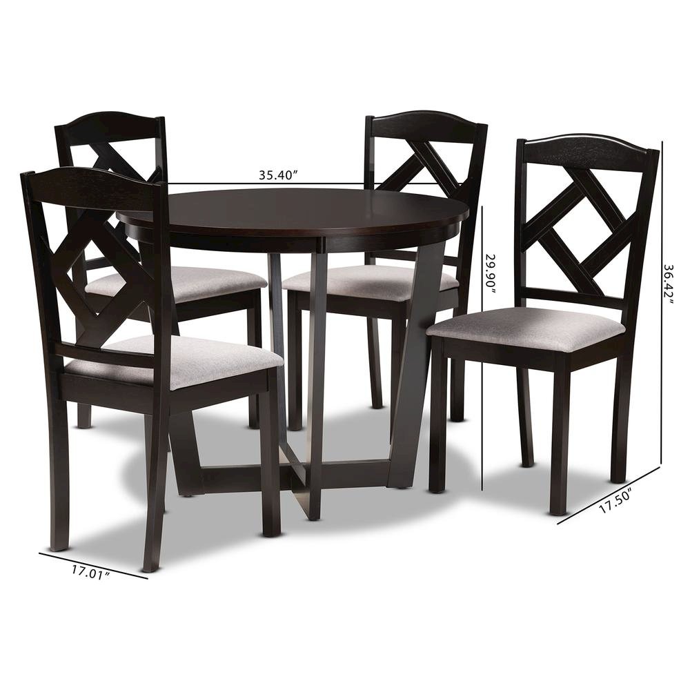 Dark Brown Finished Wood 5-Piece Dining Set. Picture 20