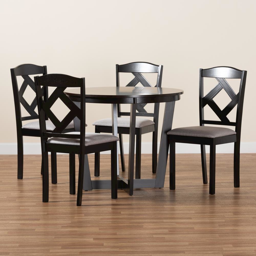 Dark Brown Finished Wood 5-Piece Dining Set. Picture 19