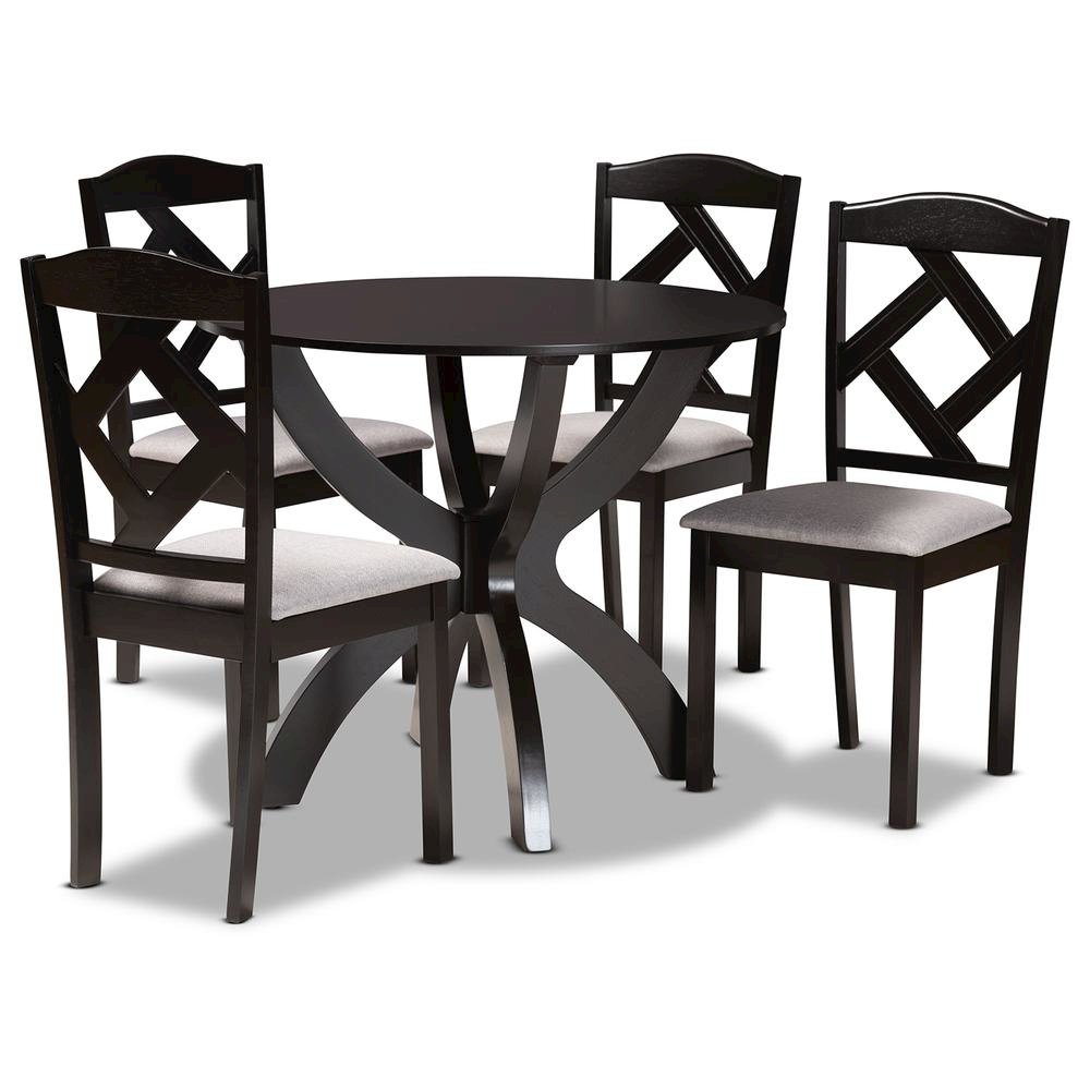 Dark Brown Finished Wood 5-Piece Dining Set. Picture 11