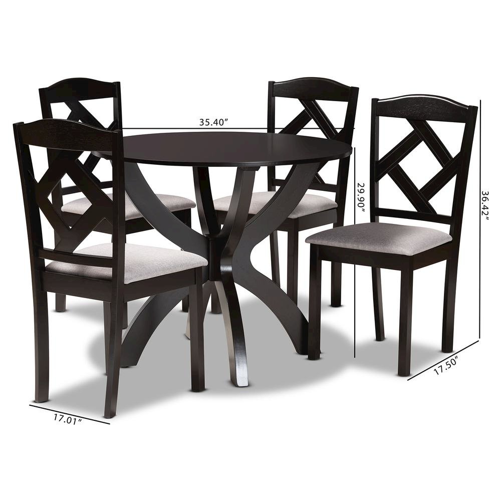 Dark Brown Finished Wood 5-Piece Dining Set. Picture 20