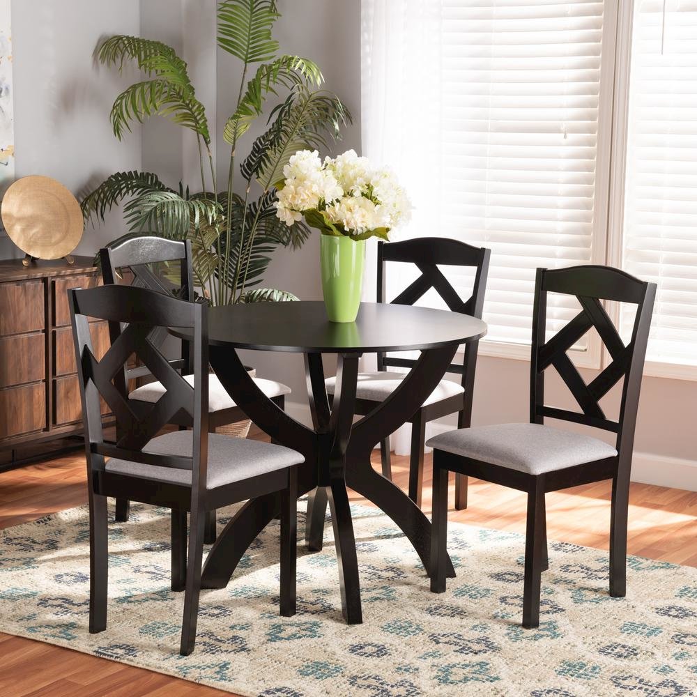 Dark Brown Finished Wood 5-Piece Dining Set. Picture 18