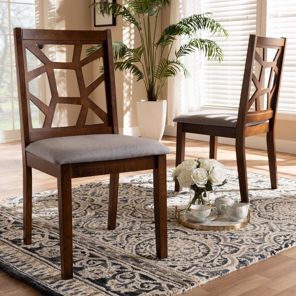 Walnut Brown Finished Dining Chair Set of 2. Picture 12