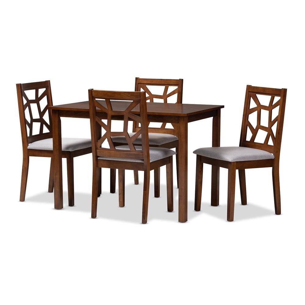 Grey Fabric Upholstered 5-Piece Dining Set. Picture 6