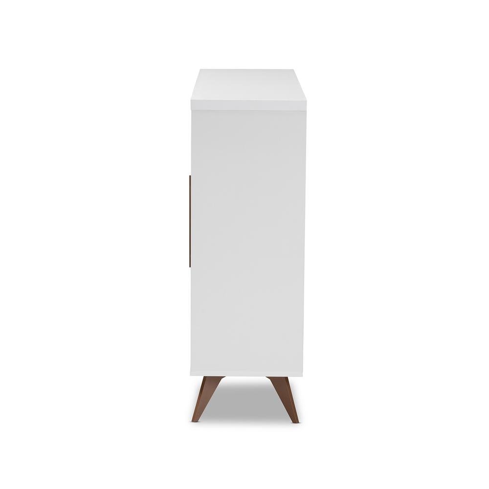 Baxton Studio Pietro Mid-Century Modern White and Brown Finished Wine Cabinet. Picture 12