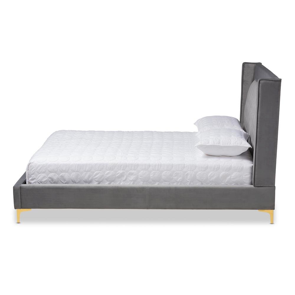 Queen Size Platform Bed with Gold-Finished Legs. Picture 11