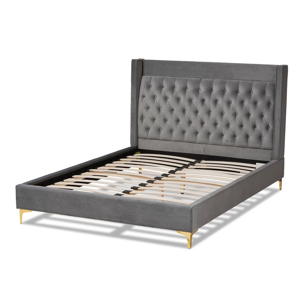 Queen Size Platform Bed with Gold-Finished Legs. Picture 12