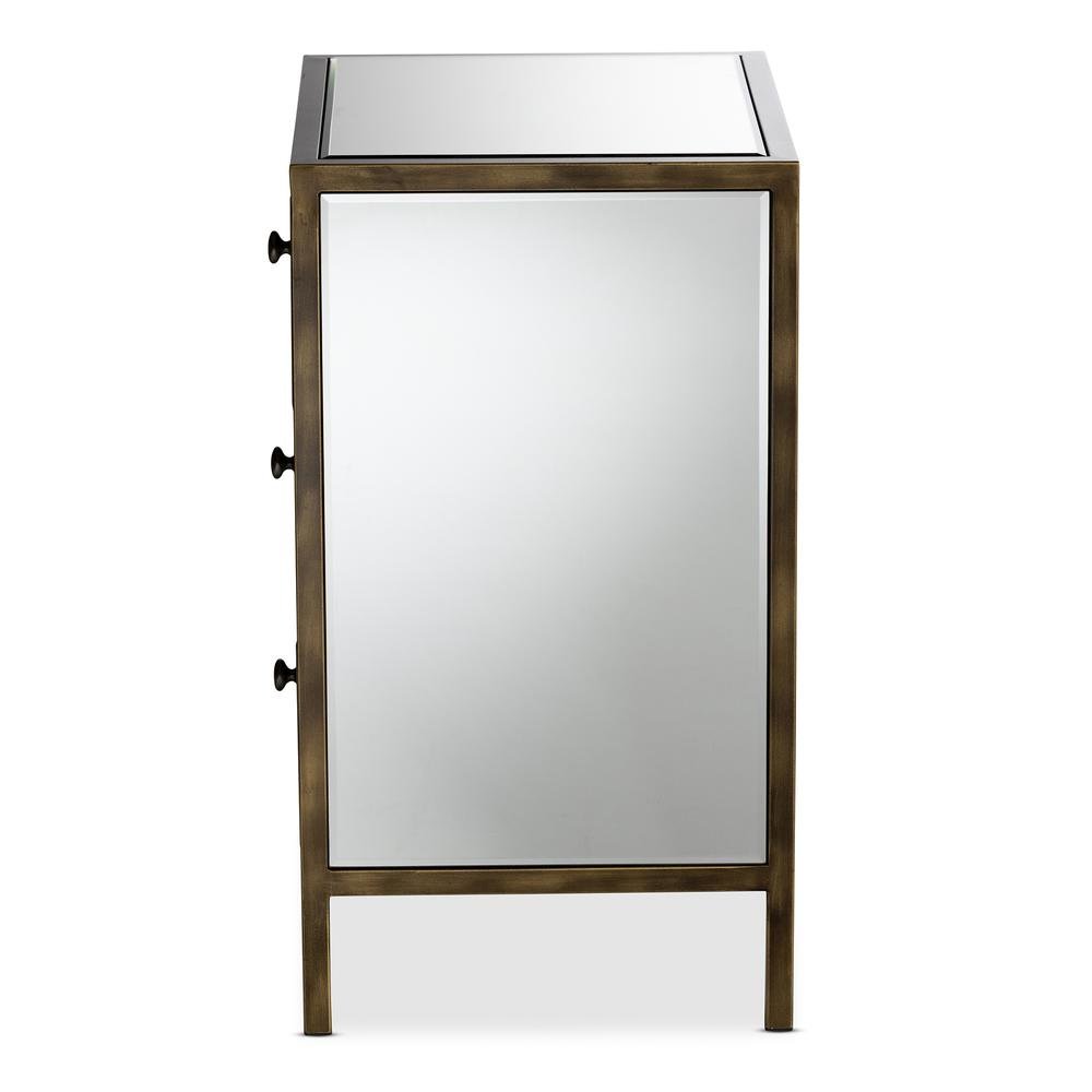 Hollywood Regency Glamour Style Mirrored 3-Drawer End Table. Picture 9