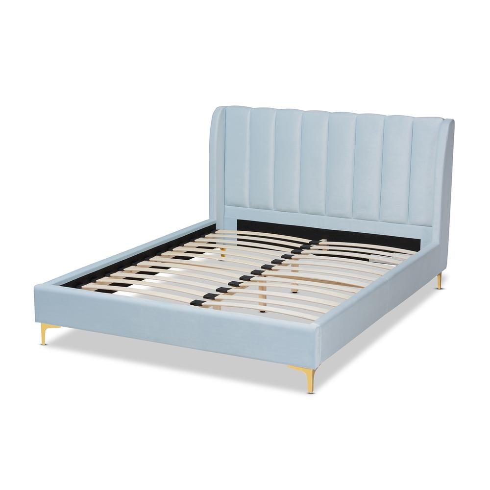 Queen Size Platform Bed with Gold-Tone Legs. Picture 11