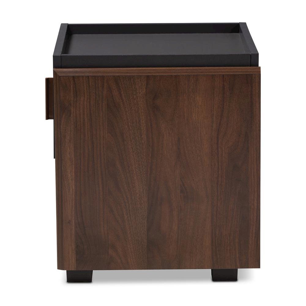 Two-Tone Gray and Walnut Finished Wood 1-Drawer Nightstand. Picture 12