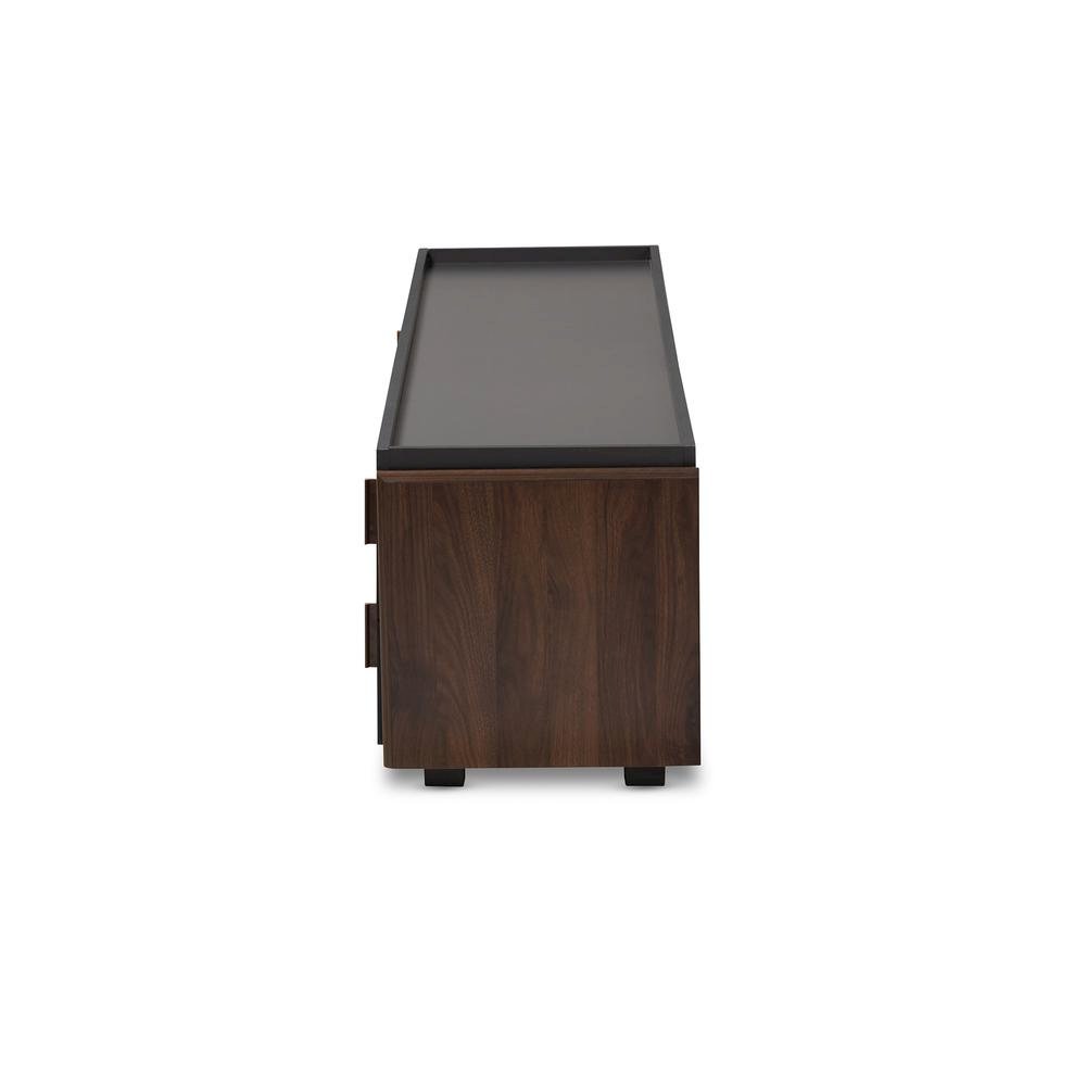 Two-Tone Gray and Walnut Finished Wood 2-Drawer TV Stand. Picture 12