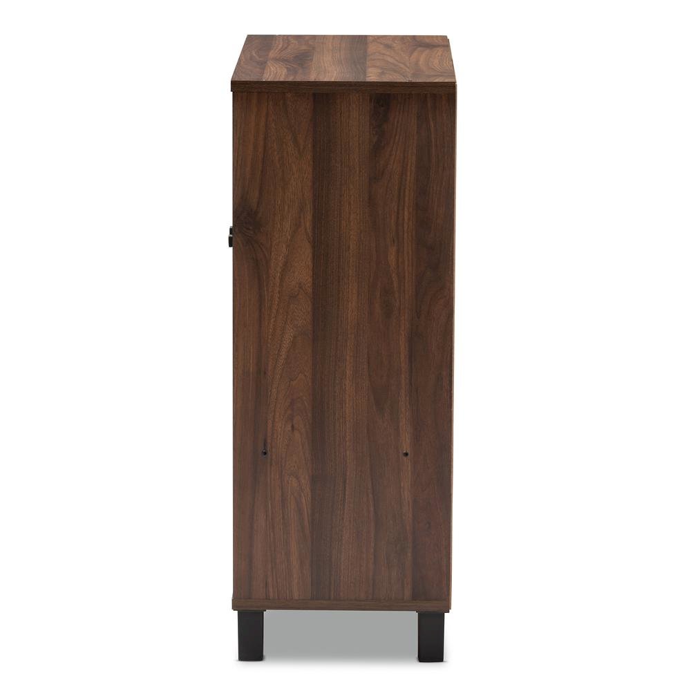 Walnut Brown Finished 2-Door Wood Entryway Shoe Storage Cabinet. Picture 14
